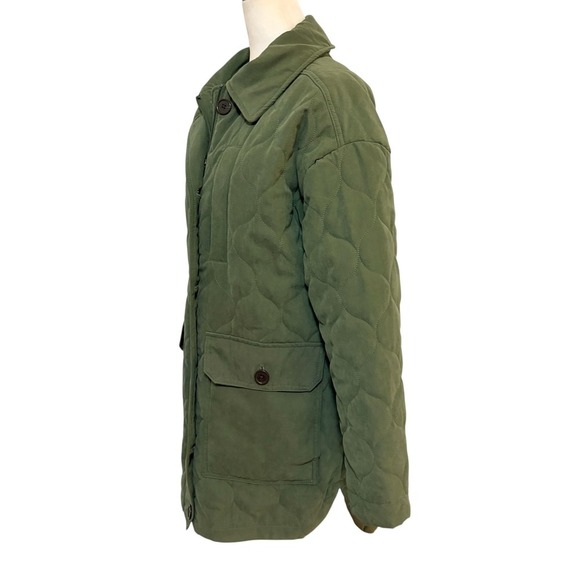 Ricki's Olive Green Quilted Barn Coat‎ Size Medium Jacket Button Down - Picture 8 of 12
